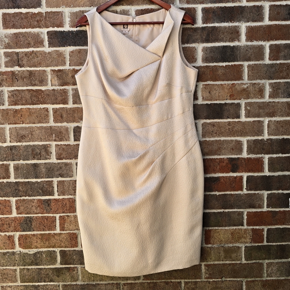 Anne Klein Asymmetrical Golden Cream Dress Sz 14